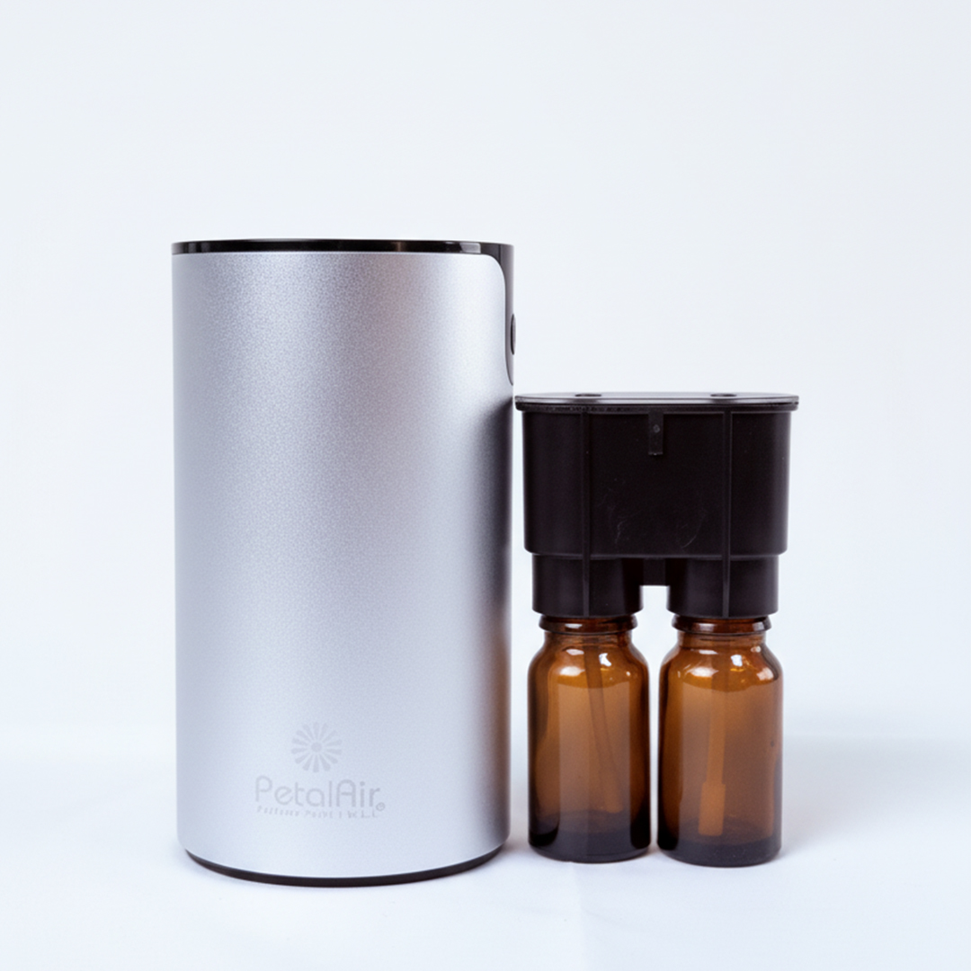 PetalAir Double Nozzle Rechargeable Aroma Diffuser | Portable Waterless Essential Oil Diffuser for Car, Home & Office