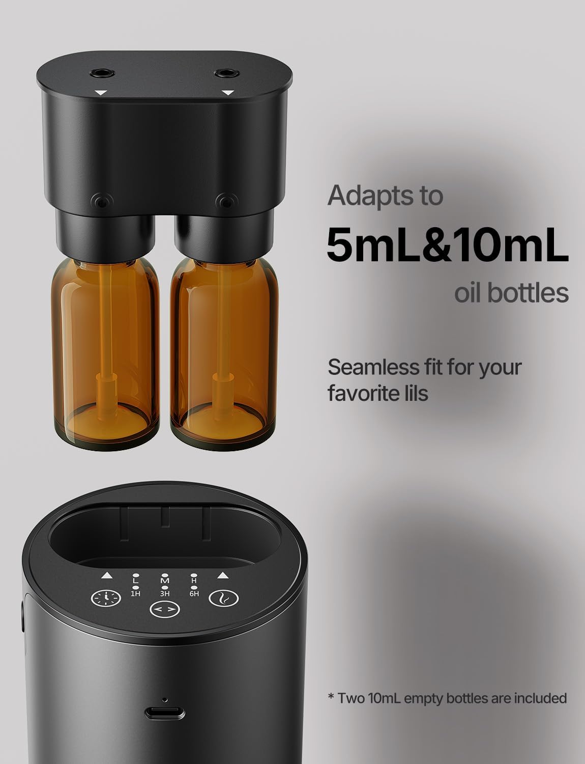 PetalAir Double Nozzle Rechargeable Aroma Diffuser | Portable Waterless Essential Oil Diffuser for Car, Home & Office